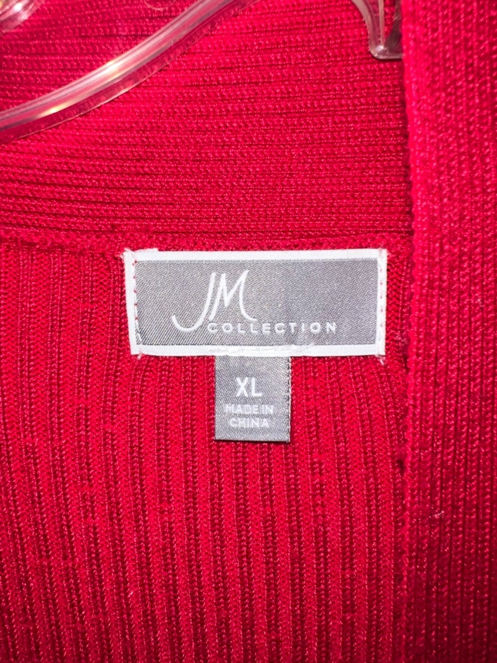 JM Collection Oversized Red Ribbed Shrug - Picture 4 of 5